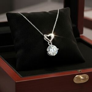 1 CT Moissanite Diamond Heart Necklace Pendant Anniversary Birthday Gift